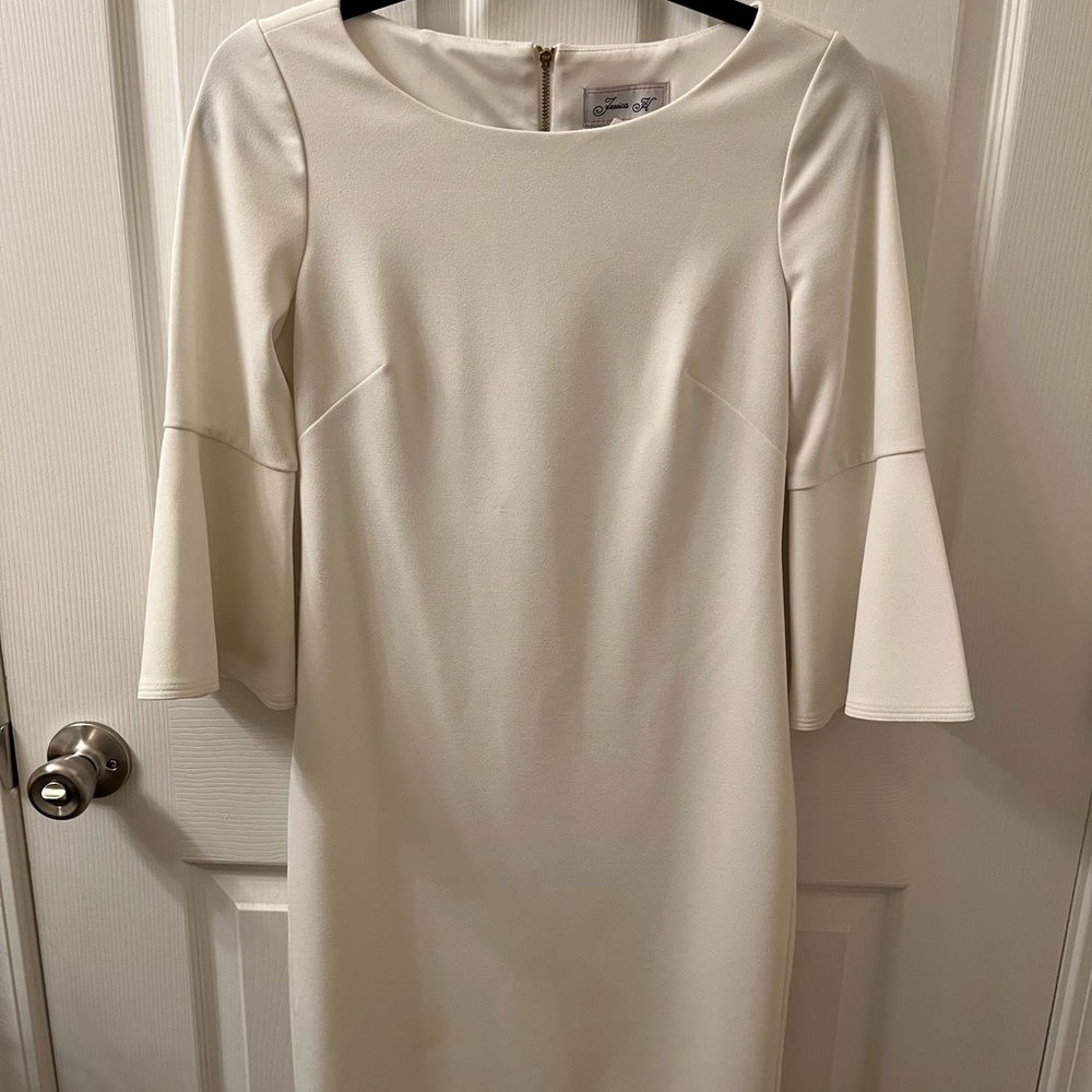 White Petite Flare Sleeve Dress by Jessica H